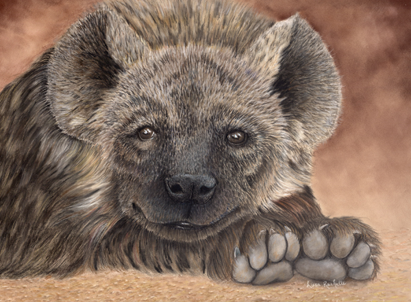 pastel painting of sleepy smiling hyena pleasant dreams.jpg